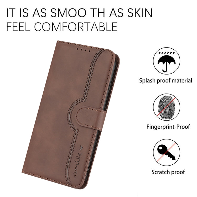 For Xiaomi Redmi K70 Heart Pattern Skin Feel Leather Phone Case(Brown)