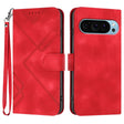 For Google Pixel 9 Pro Line Pattern Skin Feel Leather Phone Case(Red) - Google Cases by PMC TechLife | Online Shopping South Africa | PMC TechLife | Buy Now Pay Later Mobicred