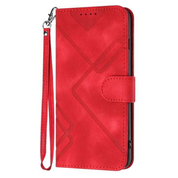 For Google Pixel 9 Pro Line Pattern Skin Feel Leather Phone Case(Red)