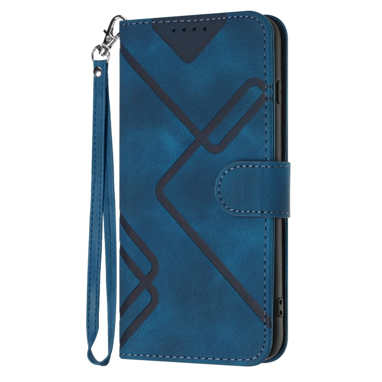 For Google Pixel 9 Pro Line Pattern Skin Feel Leather Phone Case(Royal Blue)