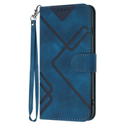 For Google Pixel 9 Pro Line Pattern Skin Feel Leather Phone Case(Royal Blue)