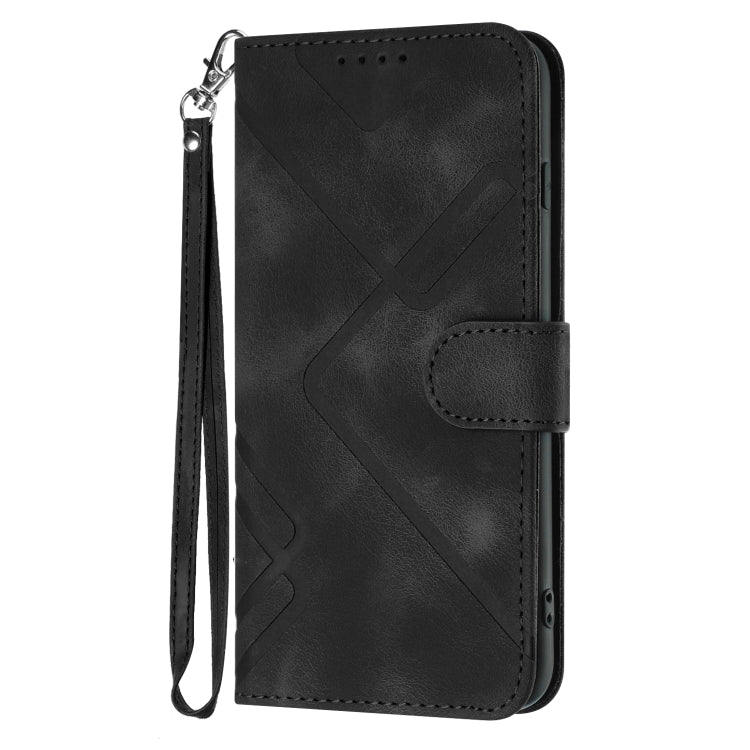 For Google Pixel 9 Pro Line Pattern Skin Feel Leather Phone Case(Black)