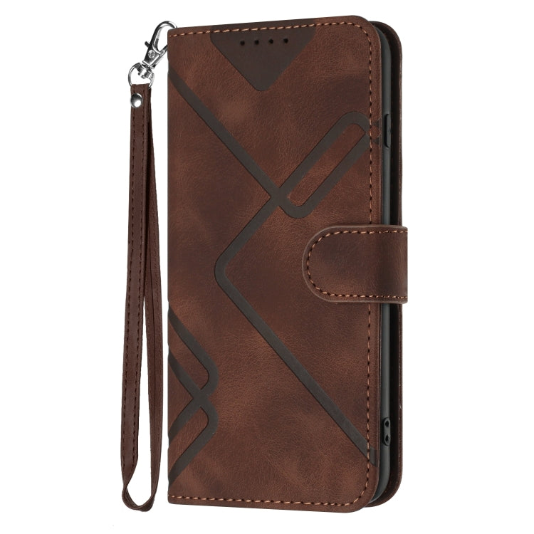 For Google Pixel 9 Pro Line Pattern Skin Feel Leather Phone Case(Coffee)