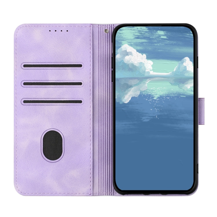 For Google Pixel 9 Pro Line Pattern Skin Feel Leather Phone Case(Light Purple)