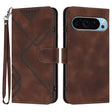 For Google Pixel 9 Line Pattern Skin Feel Leather Phone Case(Coffee) - Google Cases by PMC TechLife | Online Shopping South Africa | PMC TechLife | Buy Now Pay Later Mobicred