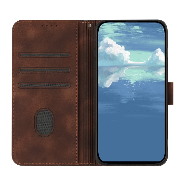 For Google Pixel 9 Line Pattern Skin Feel Leather Phone Case(Coffee)