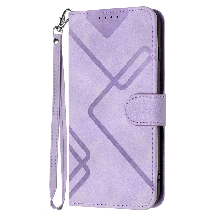 For Google Pixel 9 Line Pattern Skin Feel Leather Phone Case(Light Purple)