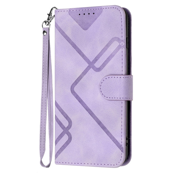 For Google Pixel 9 Line Pattern Skin Feel Leather Phone Case(Light Purple)