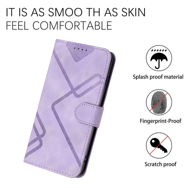For Google Pixel 9 Line Pattern Skin Feel Leather Phone Case(Light Purple)