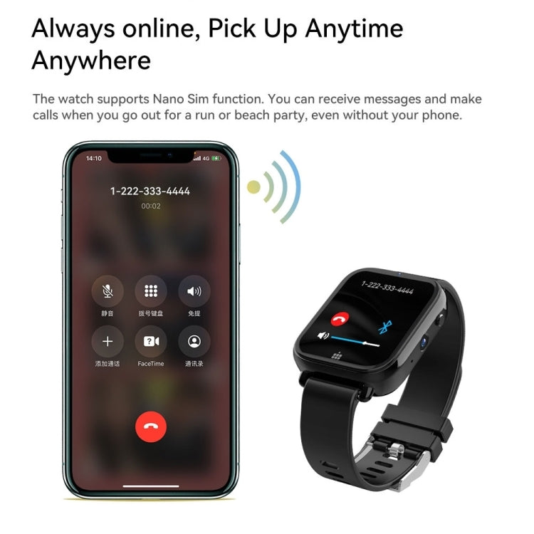 Z20 1.75 inch Screen 4G LTE Smart Watch Android 9 OS 4GB+128GB(Black)