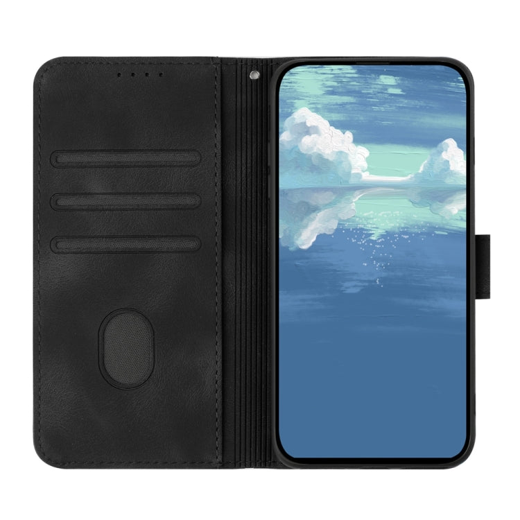 For iPhone 16 Pro Line Pattern Skin Feel Leather Phone Case(Black)
