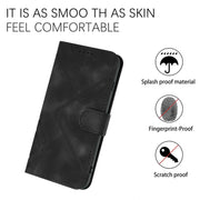 For iPhone 16 Pro Line Pattern Skin Feel Leather Phone Case(Black)