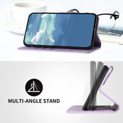 For iPhone 16 Line Pattern Skin Feel Leather Phone Case(Light Purple)