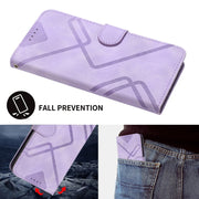 For iPhone 16 Line Pattern Skin Feel Leather Phone Case(Light Purple)