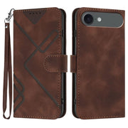 For iPhone 17 Air Line Pattern Skin Feel Leather Phone Case(Coffee)