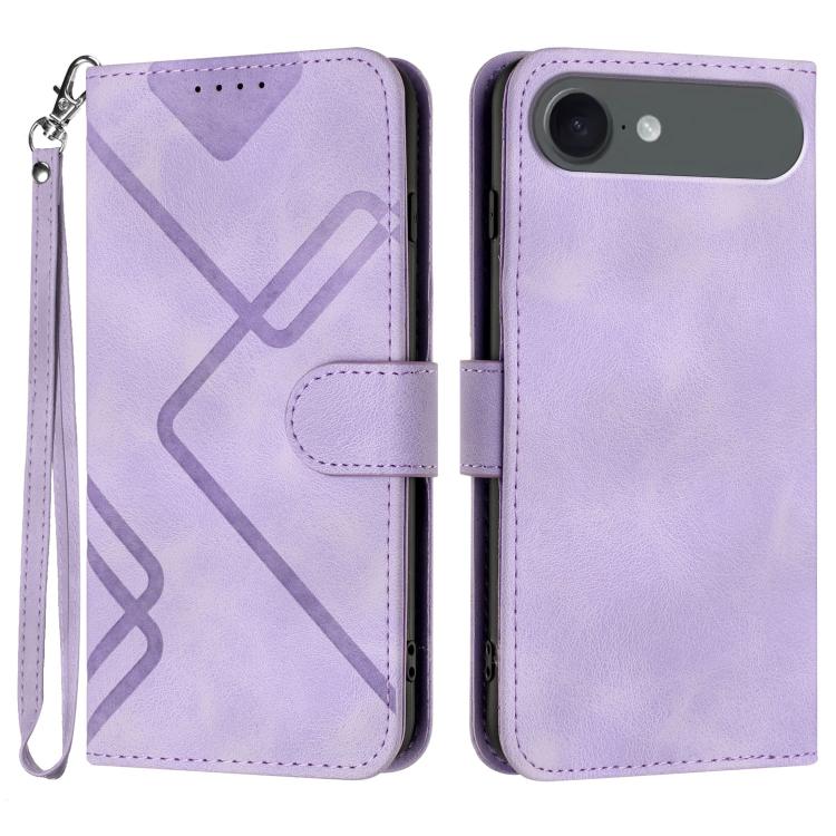 For iPhone 17 Air Line Pattern Skin Feel Leather Phone Case(Light Purple)