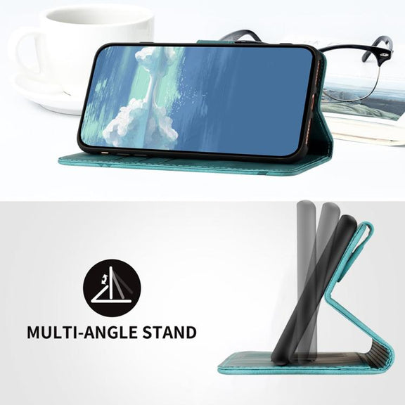 For iPhone 17 Air Line Pattern Skin Feel Leather Phone Case(Light Blue)