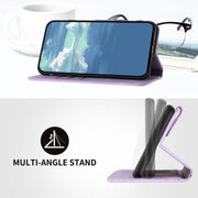 For iPhone 17 Line Pattern Skin Feel Leather Phone Case(Light Purple)