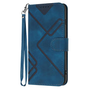 For iPhone 17 Pro Line Pattern Skin Feel Leather Phone Case(Royal Blue)