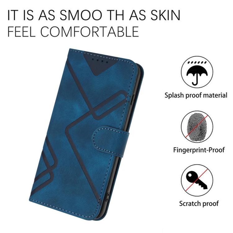 For iPhone 17 Pro Line Pattern Skin Feel Leather Phone Case(Royal Blue)