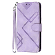 For iPhone 17 Pro Line Pattern Skin Feel Leather Phone Case(Light Purple)