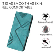 For iPhone 17 Pro Line Pattern Skin Feel Leather Phone Case(Light Blue)