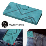 For iPhone 17 Pro Line Pattern Skin Feel Leather Phone Case(Light Blue)