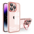 For iPhone 15 Plus Invisible Lens Bracket Matte Transparent MagSafe Phone Case(Pink) - iPhone 15 Plus Cases by PMC TechLife | Online Shopping South Africa | PMC TechLife