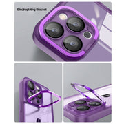 For iPhone 15 Pro Max Invisible Lens Bracket Matte Transparent MagSafe Phone Case(Pink)