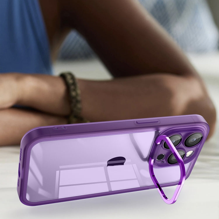 For iPhone 15 Pro Max Invisible Lens Bracket Matte Transparent MagSafe Phone Case(Royal Blue)