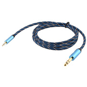 EMK 3.5mm Jack Male to 6.35mm Jack Male Gold Plated Connector Nylon Braid AUX Cable for Computer / X-BOX / PS3 / CD / DVD, Cable Length:2m(Dark Blue)