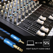 EMK 3.5mm Jack Male to 6.35mm Jack Male Gold Plated Connector Nylon Braid AUX Cable for Computer / X-BOX / PS3 / CD / DVD, Cable Length:5m(Dark Blue)