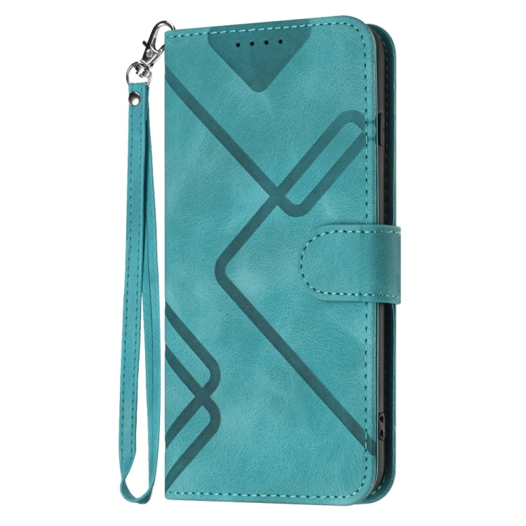 For Motorola Edge 5G 2024 Line Pattern Skin Feel Leather Phone Case(Light Blue)