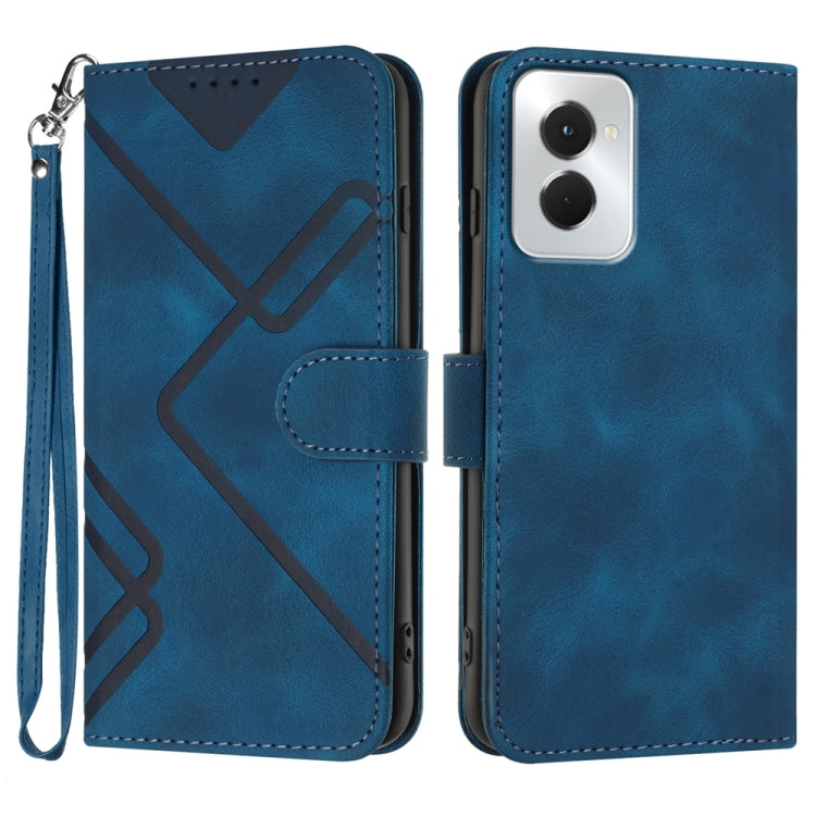 For Motorola Moto G Power 5G 2024 Line Pattern Skin Feel Leather Phone Case(Royal Blue)