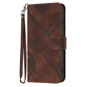 For Motorola Moto G Power 5G 2024 Line Pattern Skin Feel Leather Phone Case(Coffee)