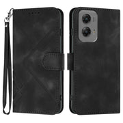 For Motorola Moto G Stylus 5G 2024 Line Pattern Skin Feel Leather Phone Case(Black)