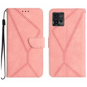 For Motorola Moto G72 4G Stitching Embossed Leather Phone Case(Pink)