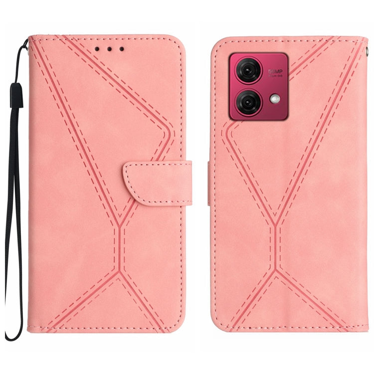 For Motorola Moto G84 Stitching Embossed Leather Phone Case(Pink)