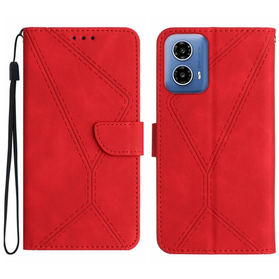 For Motorola Moto G34 5G Stitching Embossed Leather Phone Case(Red)