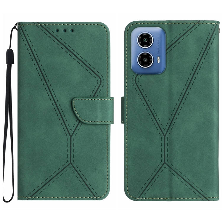 For Motorola Moto G34 5G Stitching Embossed Leather Phone Case(Green)
