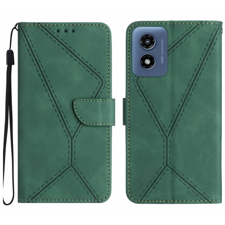 For Motorola Moto G Play 4G 2024 Stitching Embossed Leather Phone Case(Green)