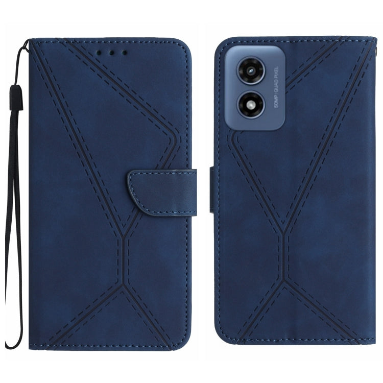 For Motorola Moto G Play 4G 2024 Stitching Embossed Leather Phone Case(Blue)