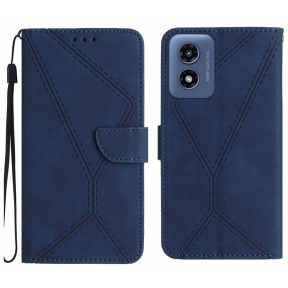For Motorola Moto G Play 4G 2024 Stitching Embossed Leather Phone Case(Blue)
