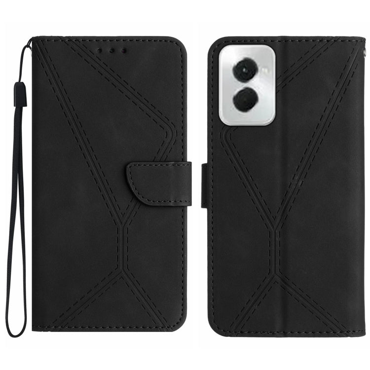 For Motorola Moto G Power 5G 2024 Stitching Embossed Leather Phone Case(Black)