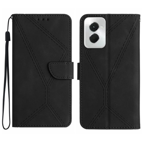 For Motorola Moto G Power 5G 2024 Stitching Embossed Leather Phone Case(Black)
