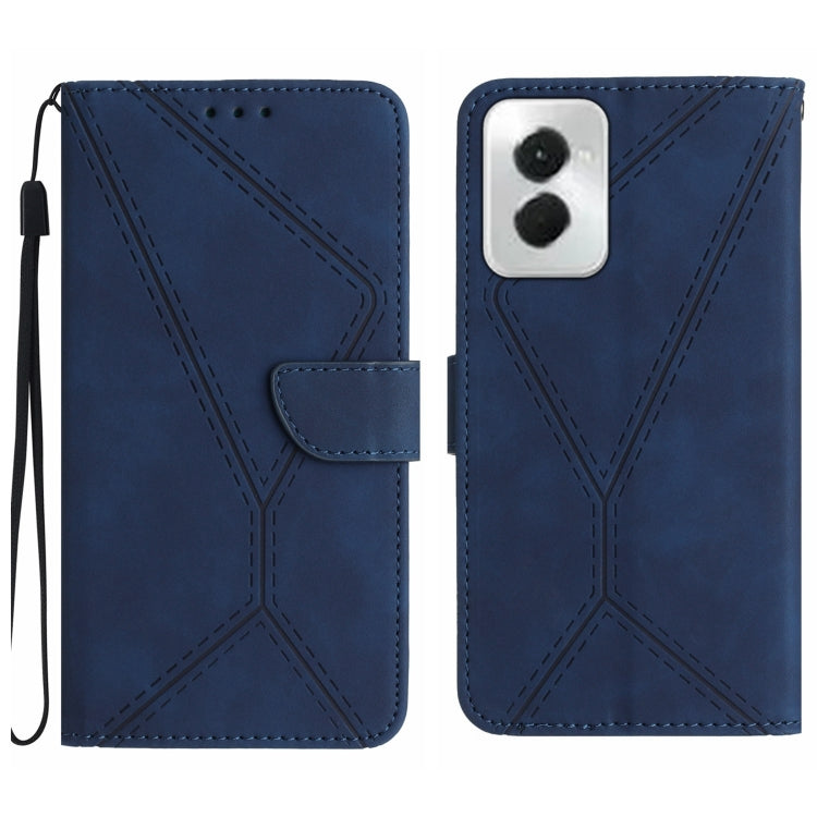 For Motorola Moto G Power 5G 2024 Stitching Embossed Leather Phone Case(Blue)