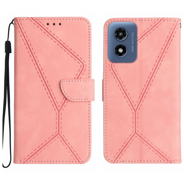For Motorola Moto G Play 5G 2024 Stitching Embossed Leather Phone Case(Pink)