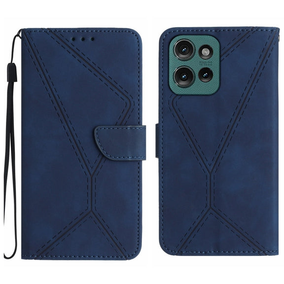 For Motorola Edge 50 5G Stitching Embossed Leather Phone Case(Blue)