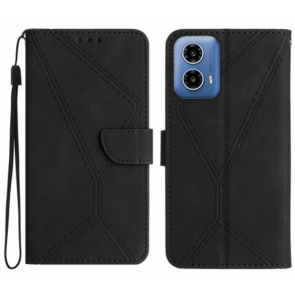 For Motorola Edge 5G 2024 Stitching Embossed Leather Phone Case(Black)