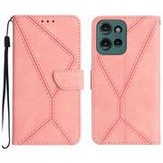 For Motorola Edge 50 Neo Stitching Embossed Leather Phone Case(Pink)